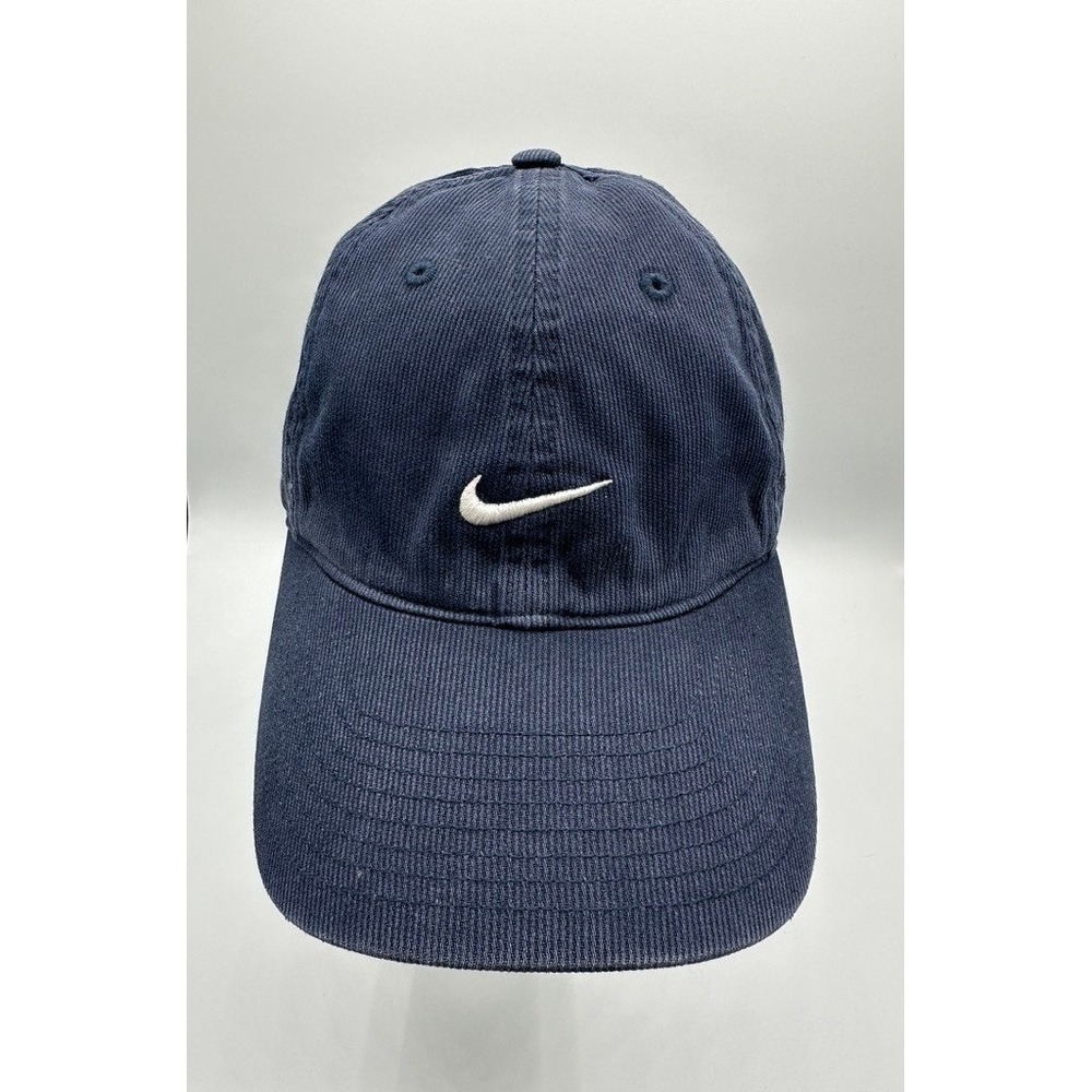 Vintage Nike Corduroy Baseball Cap Blue Swoosh One Size Y2K Gray Tag Dad Hat